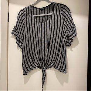 Black and White Striped Tie Top